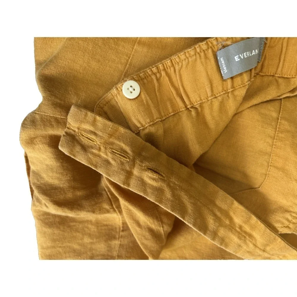 EVERLANE Linen Jumpsuit Wide Leg Square Neck Pockets Size 0 Preppy Granola Artsy